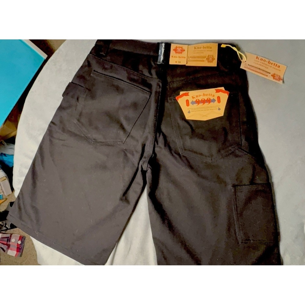 KnoBetta Men's Jean Shorts Classic Fit Black Premium Denim cotton Shorts Size 30